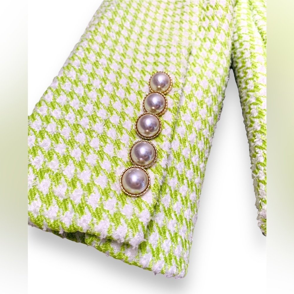 NWT House of Harlow 1960 Lime Green Houndstooth Blazer - Size Small - Picture 6 of 13